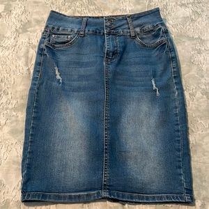 Denim knee length skirt